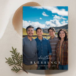 Överlägg Religiösa-familjen med fotojultomsblad Julkort