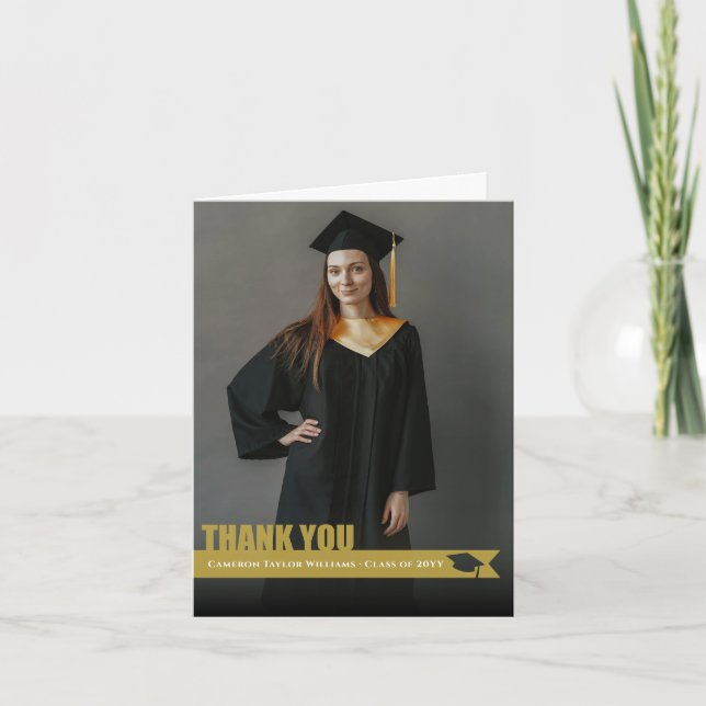 Överlagring Guld Band Examensmössa Utklipp Bild Tack Kort (Framsida)