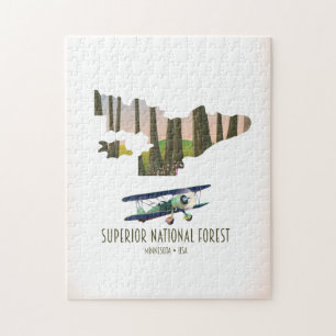 Överlägsen national skog Minnesota vintage karta Pussel
