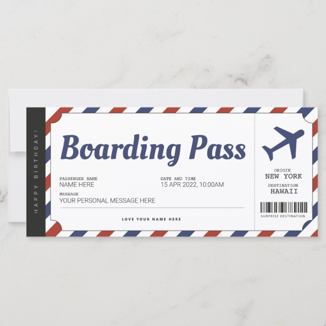 Överlägsen ombordstigning Flygplan Gift Biljett (Framsida)