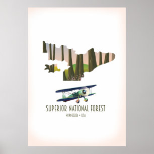 Överlägsen vintage karta i Minnesota Poster