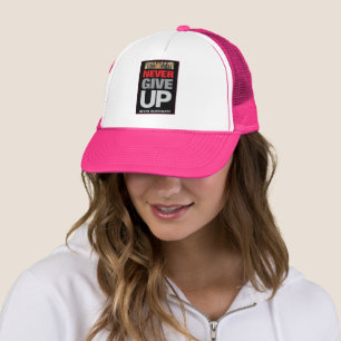 Överlämna aldrig Ge uppåt Offertvit Shock rosa Keps
