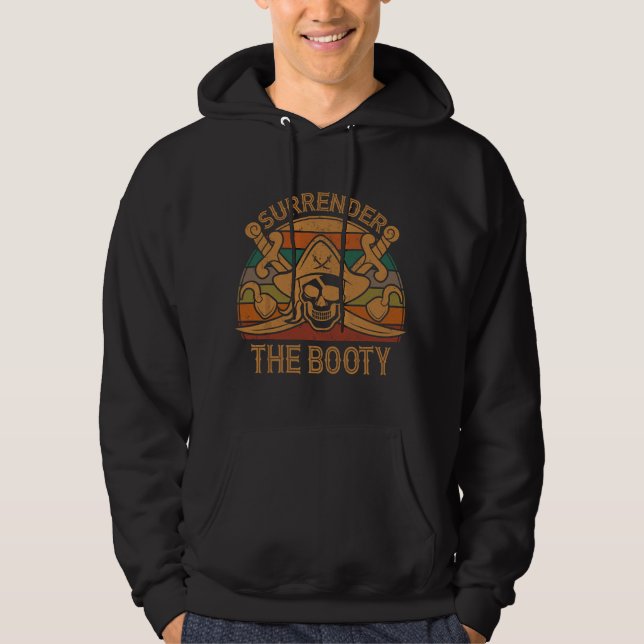 Överlämna Bytes Pirat Gåva Jolly Roger Flagga H Hoodie (Framsida)