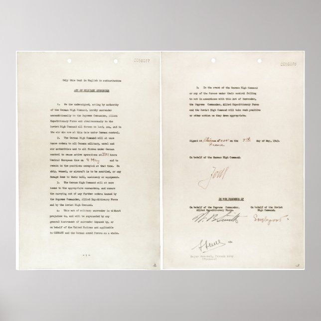 Överlämnande av det nazistiska Världskriget II Poster (Framsidan)