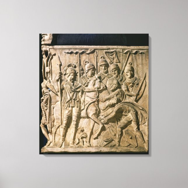 Överlämnande av ett barbari till en romersk troop canvastryck (Framsida)