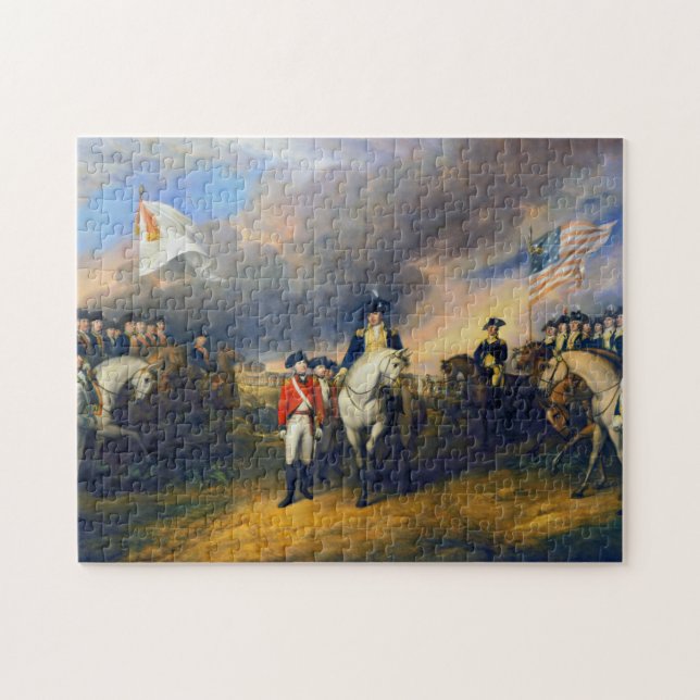 Överlämnandet av Lord Cornwallis revolutionskriget Pussel (Horisontell)