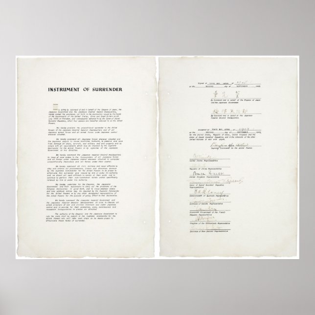 Överlämningsinstrument för Japan Världskrig II Poster (Framsidan)