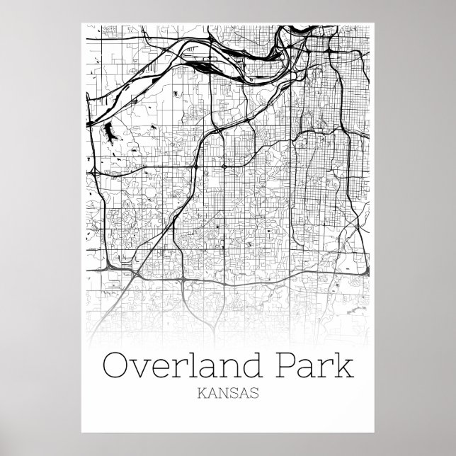 Overland Park Karta - Kansas - City Karta Poster (Framsidan)
