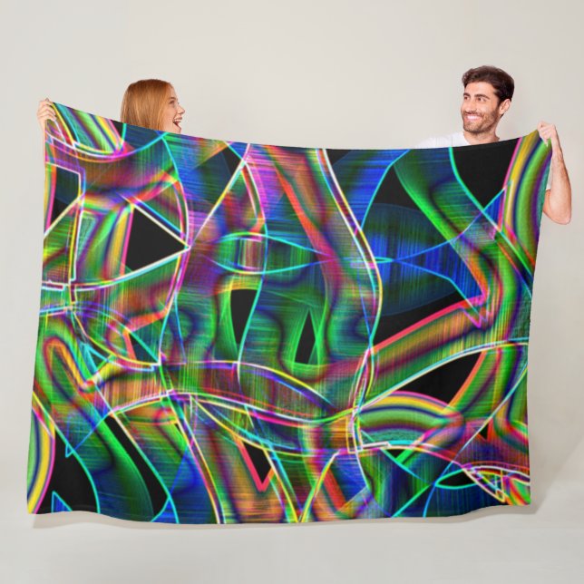 Överlappande bandliknande kurvor, nyfärgad relief fleecefilt (På plats)