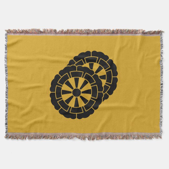 Överlappande blomformade Genjakort Filt (Framsidan)