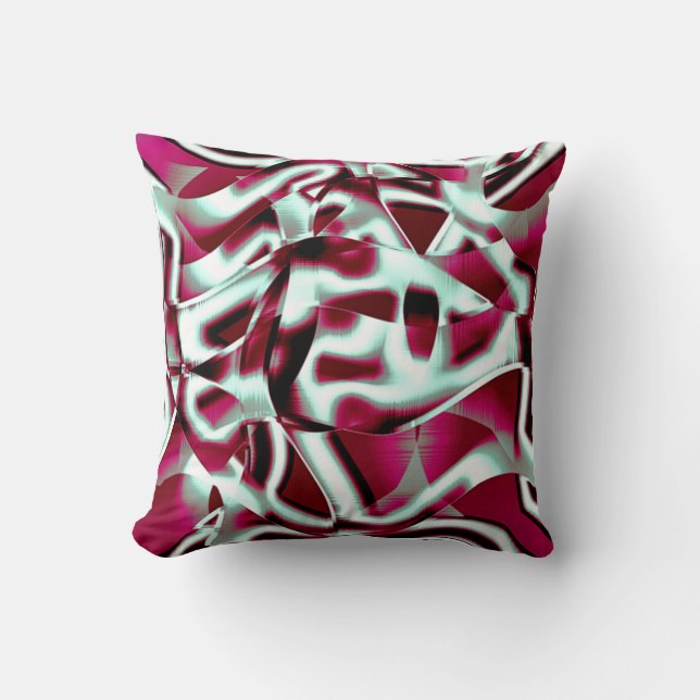 Överlappande böjt band i vin till kromat kudde (Framsida)