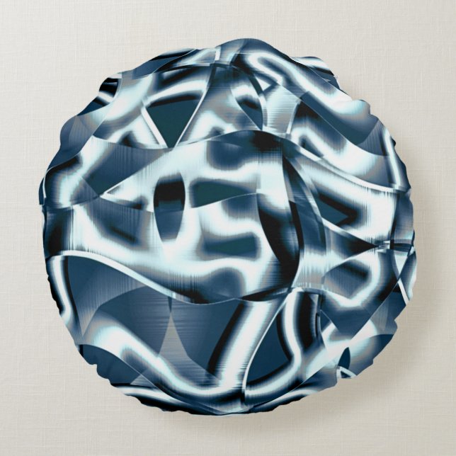 Överlappande böjt rosett band, kromerade toner på  rund kudde (Baksidan)