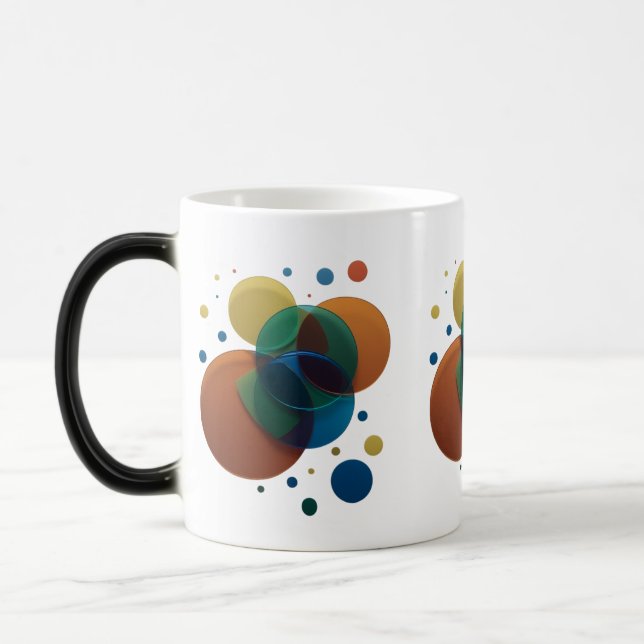 Överlappande cirklar Retro Modern - Färg Morphing Magisk Mugg (Vänster)