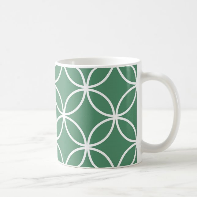 Överlappande cirklar Sagegrön vit mönster Kaffemugg (Höger)