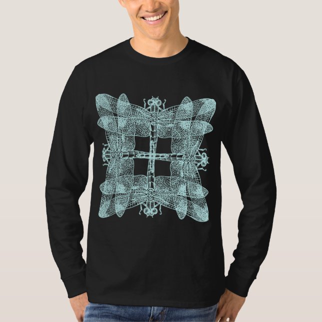 Överlappande Dragonflies i fyrkant Tee Shirt (Framsida)