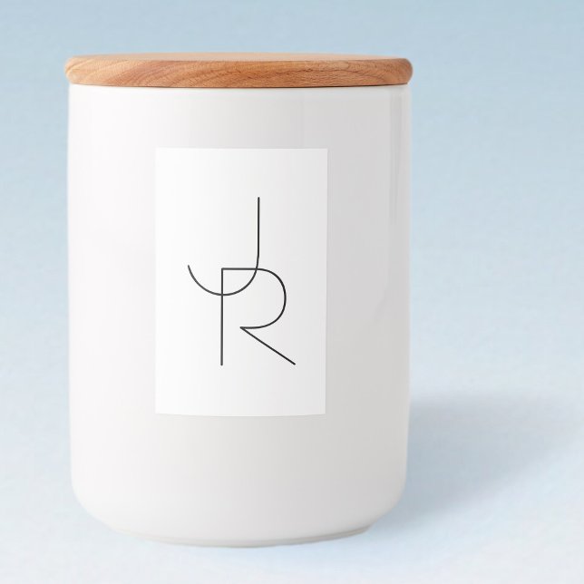 Överlappande Initialer | Svartvitt Mat Etikett (Skapare uppladdad)