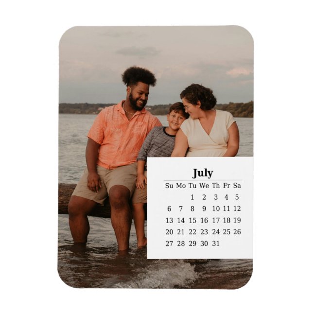 Överlappande kalender juli 2025 magnet (Vertikal)