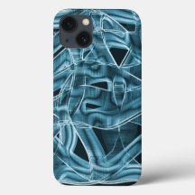 Överlappande kurvor i bandform, blå neonrelief