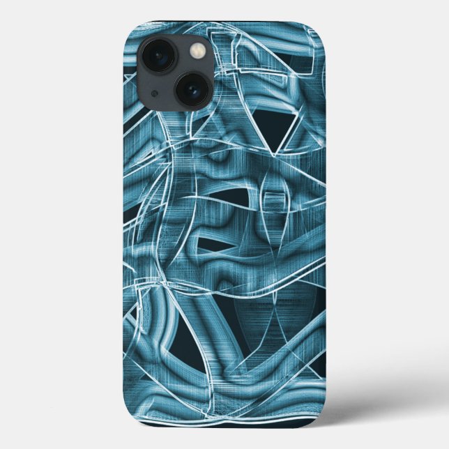 Överlappande kurvor i bandform, blå neonrelief (Baksida)