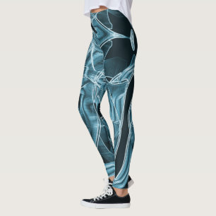 Överlappande kurvor som band, blå neonrelief leggings