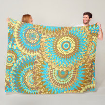 Överlappande Mandala Blå Brun Guld
