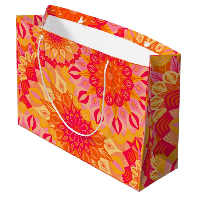 Överlappande Mandala Orange Rosa Gul (Baksidan Vinklad)