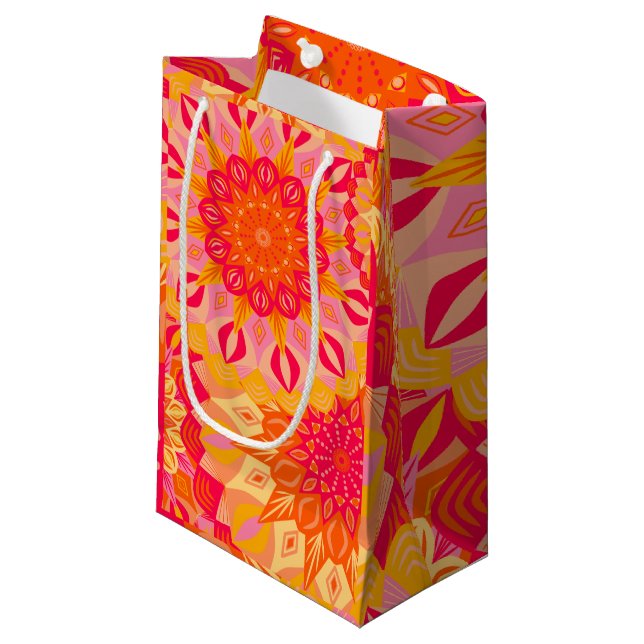 Överlappande Mandala Orange Rosa Gul (Framsidan Vinklad)
