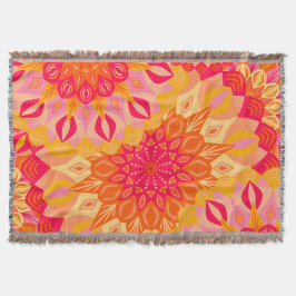 Överlappande Mandala Orange Rosa Gul Filt
