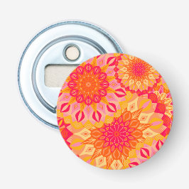 Överlappande Mandala Orange Rosa Gul Flasköppnare