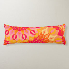 Överlappande Mandala Orange Rosa Gul Kroppskudde