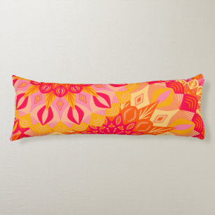 Överlappande Mandala Orange Rosa Gul Kroppskudde
