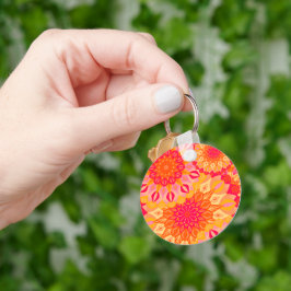 Överlappande Mandala Orange Rosa Gul Nyckelring