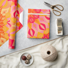 Överlappande Mandala Orange Rosa Gul Presentpapper