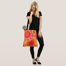 Överlappande Mandala Orange Rosa Gul Tygkasse