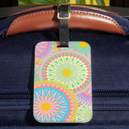 Överlappande Mandala Rosa Blå Gul Mint Lila Bagagebricka