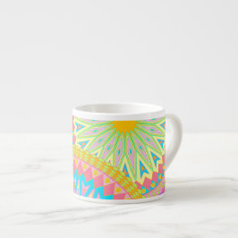 Överlappande Mandala Rosa Blå Gul Mint Lila Espressomugg