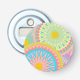 Överlappande Mandala Rosa Blå Gul Mint Lila Flasköppnare