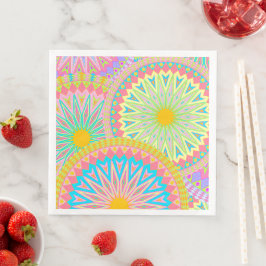 Överlappande Mandala Rosa Blå Gul Mint Lila Pappersservett