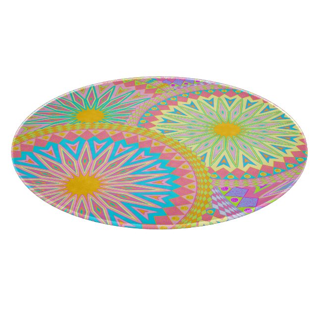 Överlappande Mandala Rosa Blå Gul Mintab Grön Viol (Hörn)