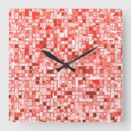 Överlappande mini-kvadrater, röda toner eller kora fyrkantig klocka