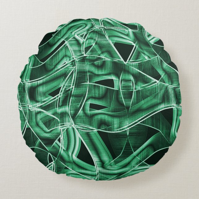 Överlappande och överstruken grönt rund kudde (Framsidan)