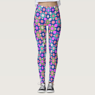 Överlappande Polka dots i Rosa och Grönt Blue BG Leggings