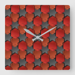 Överlappande röda hexagoner och "grått star" fyrkantig klocka