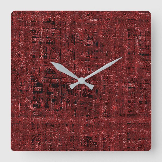 Överlappande röda, små fyrkanter med färgtoning fyrkantig klocka (Framsida)
