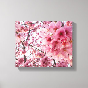 Överlappande Rosa Cherry Blommars Wall Art Canvastryck