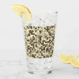 Överlappande små fyrkanter, bruna till beige-toner glaskopp