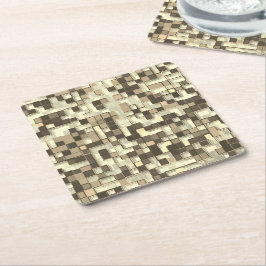 Överlappande små fyrkanter, bruna till beige-toner underlägg papper kvadrat
