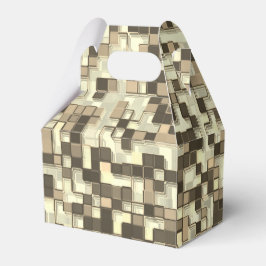 Överlappande små fyrkanter i bruna till beige presentaskar