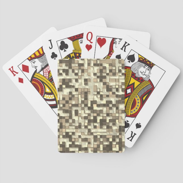 Överlappande små kvadrater i brunbeige ton casinokort (Baksidan)