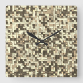 Överlappande små kvadrater i brunbeige ton fyrkantig klocka